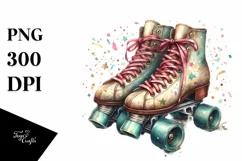 Vintage Dirty Roller Skates Confetti Watercolor Product Image 3