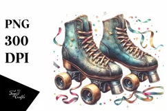Vintage Dirty Roller Skates Confetti Watercolor Product Image 3