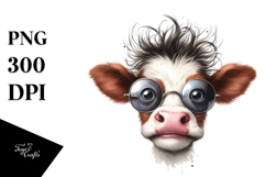 Funny Cow with Cool Hairstyle PNG Product Image 1