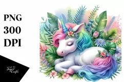 Baby Unicorn with Jungle Background, PNG Product Image 1