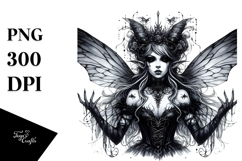 Detailed Gothic Fairy Watercolor PNG Product Image 1