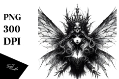 Detailed Gothic Fairy Watercolor PNG Product Image 1