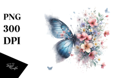 Butterfly Among Spring Flowers PNG Product Image 1