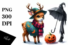 Vibrant Halloween Baby Elk | Watercolor Product Image 3