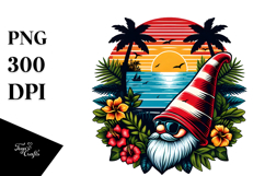 Retro Tropical Gnome Sunset PNG Product Image 1