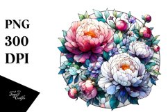 Stained Peonies Watercolor Splash | Clipart Product Image 1