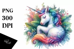 Baby Unicorn with Jungle Background, PNG Product Image 1