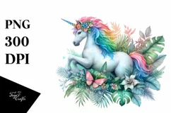 Baby Unicorn with Jungle Background, PNG Product Image 3