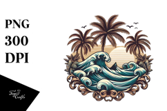 Retro Tropical Waves PNG Product Image 1