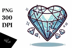 Simple Cartoon Heart Diamond PNG Product Image 1