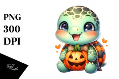 Energetic Baby Turtle for Halloween, PNG Product Image 1