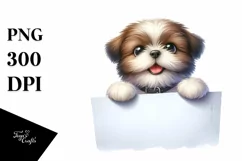 Funny Baby Shih Tzu Smiling | Watercolor Splash Product Image 1