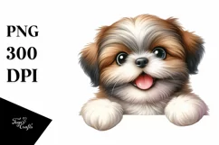 Funny Crazy Shih Tzu Watercolor | Clipart Product Image 1