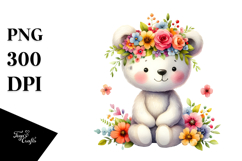Cartoon-Style Bear with Flower Crown PNG Product Image 1