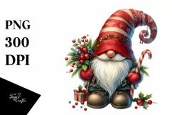 Detailed Watercolor Christmas Gnome PNG Product Image 1