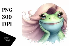 Funny Cute Frog Diva Look Watercolor Product Image 3