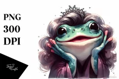 Funny Cute Frog Diva Look Watercolor Product Image 3