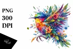 Abstract Vibrant Watercolor Bird PNG Product Image 3