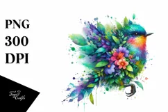 Abstract Vibrant Watercolor Bird PNG Product Image 3