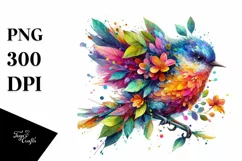 Abstract Vibrant Watercolor Bird PNG Product Image 3