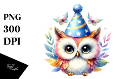Vibrant Baby Owl Party Hat Clipart Product Image 1