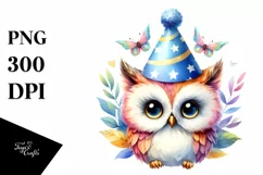 Vibrant Baby Owl Party Hat Clipart Product Image 3