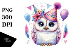 Vibrant Baby Owl Party Hat Clipart Product Image 1