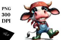 Cow Bandana Farm Jeans | Watercolor Product Image 1