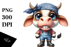 Cow Bandana Farm Jeans | Watercolor Product Image 1