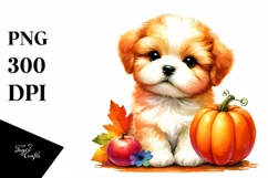 Cute Baby Dog Pumpkin Clipart Product Image 1