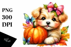 Cute Baby Dog Pumpkin Clipart Product Image 1