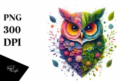 Abstract Vibrant Watercolor Owl PNG Product Image 3