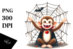 Funny Monkey Spider Web Haloween Clipart Product Image 1