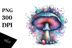 Glossy Mystical Mushroom Watercolor, High-Res PNG Product Image 1