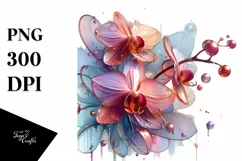 Abstract Glossy Orchid Art, Transparent PNG Product Image 1