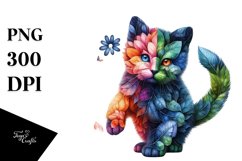 Abstract Vibrant Watercolor Kitten PNG Product Image 3