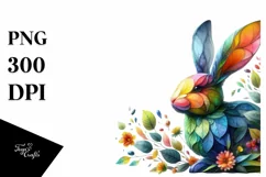 Abstract Vibrant Watercolor Bunny PNG Product Image 1