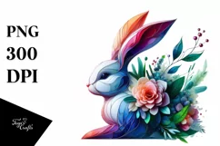Abstract Vibrant Watercolor Bunny PNG Product Image 1