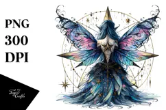 Gothic Fairy on Star, Back View PNG Product Image 1