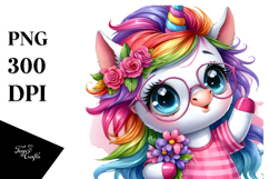 Cute Baby Unicorn Playing PNG Product Image 1