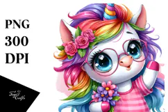 Cute Baby Unicorn Playing PNG Product Image 1