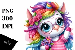 Cute Baby Unicorn Playing PNG Product Image 3