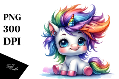 Cute Baby Unicorn Playing PNG Product Image 1