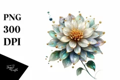 Shiny Dahlia with Golden Insertions | Summer Clipart Product Image 3
