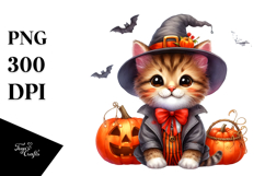 Funny Cute Kitten Halloween Suit Clipart Product Image 1