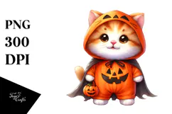 Funny Cute Kitten Halloween Suit Clipart Product Image 1