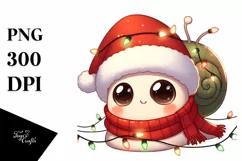 Cute Baby Snail with Santa Hat PNG Product Image 1
