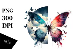 Colorful Grungy Butterfly Silhouettes with Modern Background Product Image 1