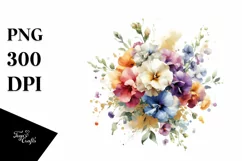 Watercolor Abstract Bouquet GOLD FOIL | Sublimation Clipart Product Image 1