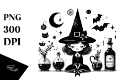 Gothic Quirky Witch with Potion PNG Product Image 1